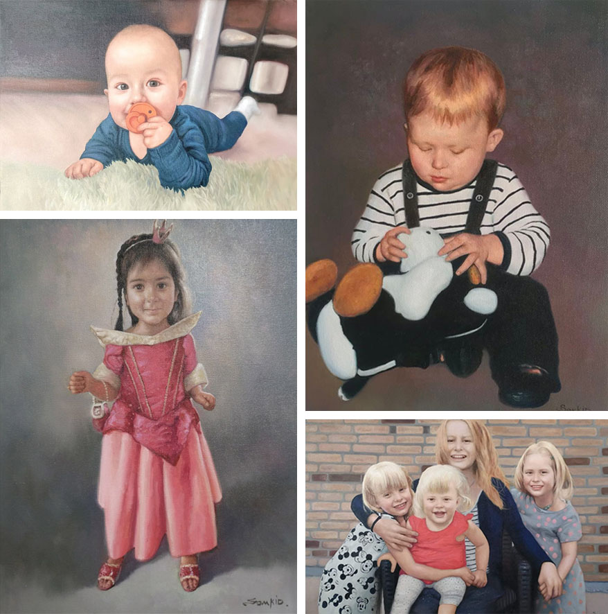 Portretschilderijen van kinderen