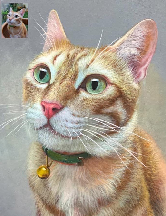 Portretschildering van een kat